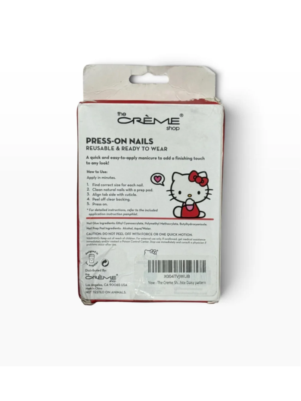 Hello Kitty Press On Nails, Red Set, Crème Shop, Damaged box